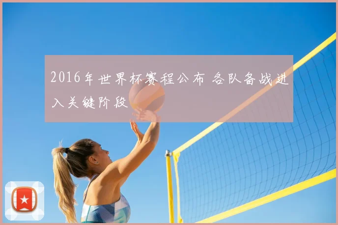 2016年世界杯赛程公布 各队备战进入关键阶段